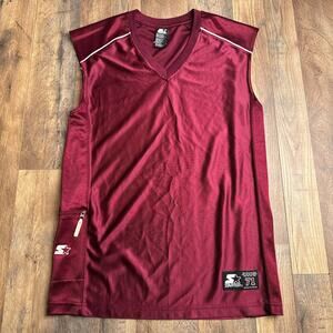 Vintage Starter Basketball Jersey Mens Small Burgundy Zip Pocket Sleeveless 6289